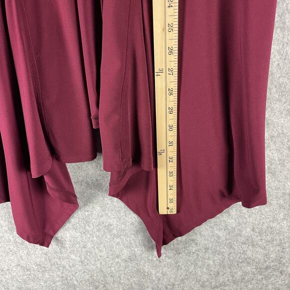 Susan Graver Liquid Knit Cardigan Womens 1X Burgundy 3/4 Sleeve Open Stretch - Picture 5 of 12